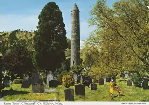 Glendalough Prints: Round Tower Glendalough, County Wicklow