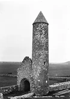 Clonmacnoise Prints: Round Tower and Teampull, Finghin, Clonmacnois