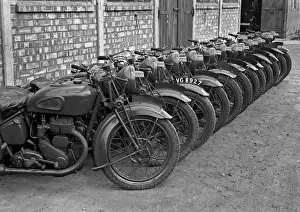 Twelve Prints: Row of parked motorcycles