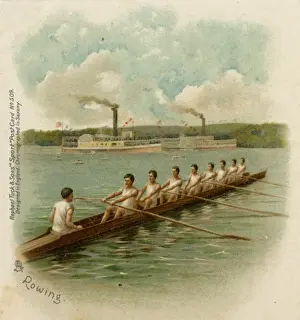 Rowers Prints: US Rowing Eight on the Mississippi River