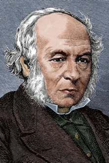 Images Dated 23rd January 2013: Rowland Hill (1795-1879). Engraving. Colored