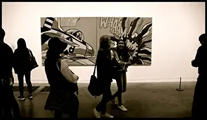 Tate Prints: Roy Lichtenstein painting and visitors Tate Gallery London