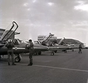 Royal Air Force Folland Gnat T.1 trainers of the Red Arrows