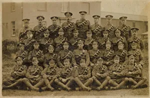 Royal Artillery group photo, WW1, wearing ammunition bandoliers. Date: circa 1914