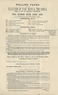 Issued Prints: Royal Caledonian Orphan Asylum, Bushey - Polling Paper
