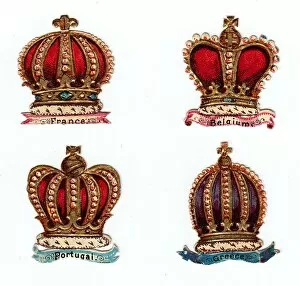 Four royal crowns on four Victorian scraps