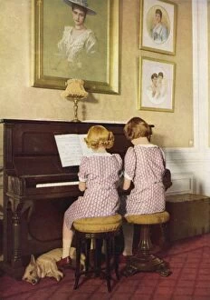 Corgis Gallery: A Royal Duet - Princess Elizabeth and Margaret at the piano