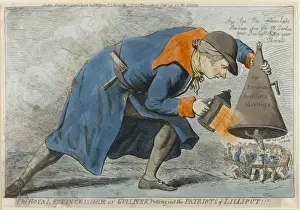 Patriots Prints: The Royal Extinguisher or Gulliver Putting out the Patriots