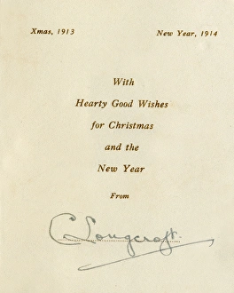 Images Dated 15th July 2016: Royal Flying Corps - Christmas Greetings Card (inside)