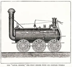 Wheels Prints: Royal George, first locomotive with six coupled wheels
