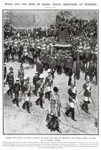 Mourners Prints: Royal Mourners on foot at Windsor