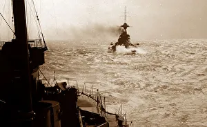 Royal Navy battleship in line