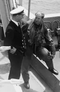 Crashes Prints: Royal Navy Fleet Air Arm Faa Pilot Meets Ships Captain a?