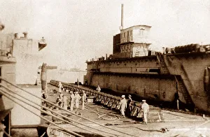 Royal Navy HMS Implacable in Port Said, Egypt