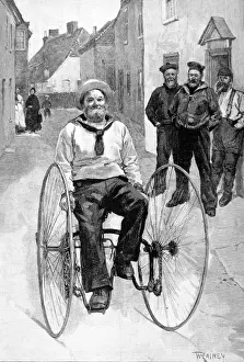 Royal Navy Sailor on a Tricycle, 1891