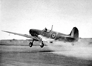 Images Dated 19th October 2004: Royal Navy Seafire taking off; Second World War, 1944