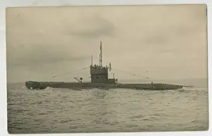 Royal Navy submarine with zebra stripe camouflage, WW1