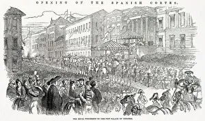Isabella Prints: Royal Procession to the new palace of Congress in Madrid. Date: 1850