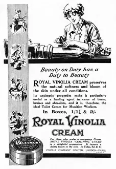 Toiletries Prints: Royal Vinolia Cream advertisement, 1918