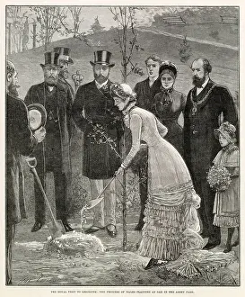 Visited Prints: Royal visit to Leicester - planting oak tree in Abbey Park