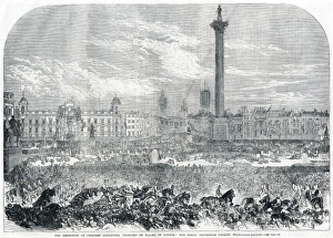 Royal Wedding Crowds Collection: Royal wedding 1863 - procession passing through Trafalgar Sq