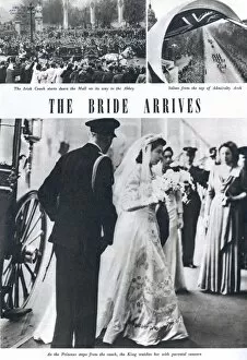 Images Dated 26th January 2011: Royal Wedding 1947 - the bride arrives