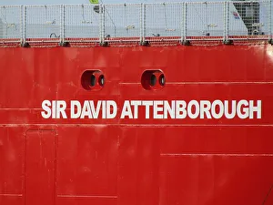 RRS Sir David Attenborough - moored at Greenwich, London. A research vessel owned by the Natural Environment Research Council, to be operated by the British Antarctic Survey for the purposes of both research and logistic support. Date: 2021