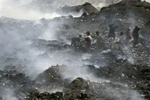 Rubbish tip Zabbeleen children, Cairo