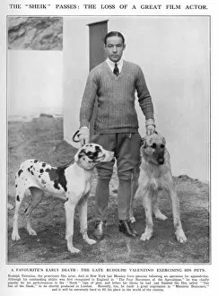 Sheik Collection: Rudolph Valentino with his Dogs 1926