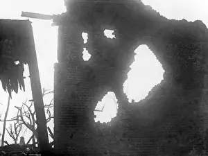 Barque Prints: Ruined brickwork in Le Barque, Western Front, WW1