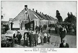 Ruined houses at Melle, Belgium, WW1