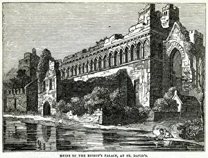 Dyfed Prints: Ruins of Bishops Palace, St David s, South Wales
