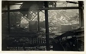 Ruins after Fire at Primrose Mill, Harle Syke, Burnley, Engl