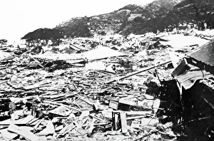 Kanto Prints: Ruins of a fishing village near Tokyo, Kanto Earthquake