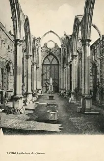 Convent Prints: Ruins of the Gothic Church of the Carmo - Lisbon