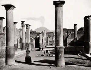 Vesuvius Prints: Ruins at Pompeii, with Mount Vesuvius in the background