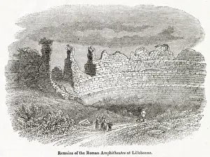 Ruins of the Roman amphitheatre (built in the first century AD) at Lillebonne, Normandy