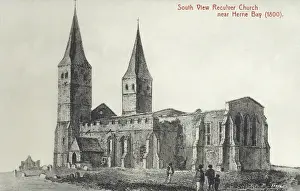 Demolished Prints: Ruins of St Marys Church, Reculver, Herne Bay, Kent