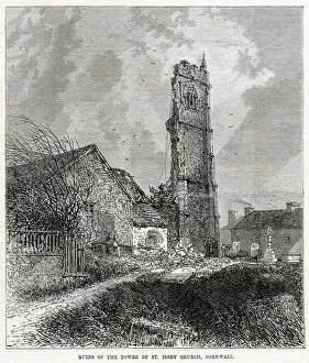 Images Dated 8th January 2021: Ruins of tower of St. Issey Church, Cornwall
