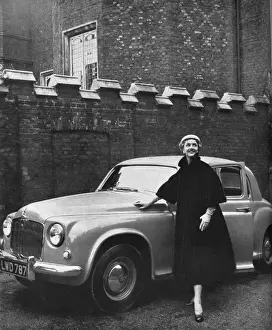 Connor Prints: Rumonte coat and Rover saloon car, 1953