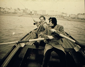 Rupert Davies and Laurence Harvey on fishing trip, Brighton Rupert Davies and Laurence Harvey on fishing trip, Brighton