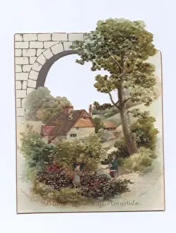 Rural scene on a Christmas card