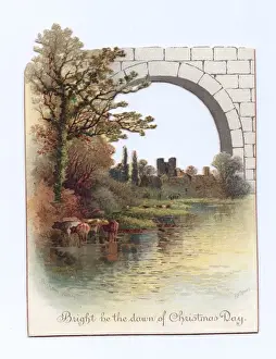 Rural scene on a Christmas card