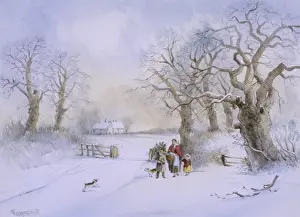 Rural scene in winter with snow on the ground