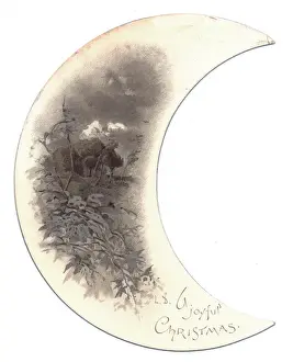 Rural snow scene on a Christmas card