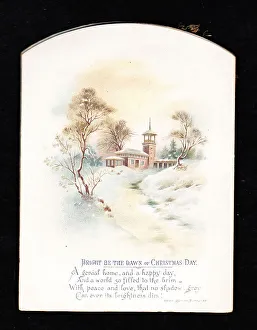 Images Dated 4th May 2018: Rural snow scene on a Christmas card