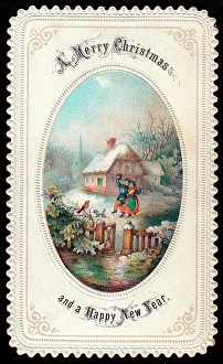 Images Dated 5th July 2018: Rural snow scene on a Christmas and New Year card