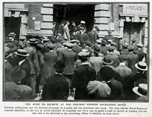 Eager Prints: Rush to recruit, Central London Recruiting Depot, WW1