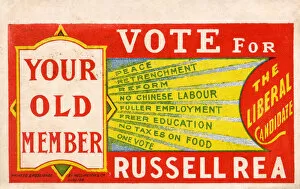 Russell Gallery: Russell Rea - Promotional Political postcard (reverse)