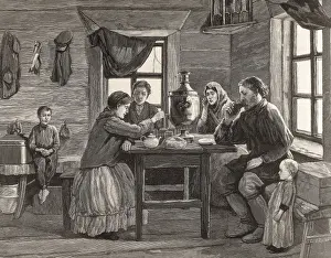 Breakfasts Prints: Russia (19th c. ). Family breakfast in a house